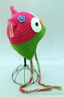 Crochet Baby Hat Handmade Knit Animal Trapper Owl Ear Flap Kids 