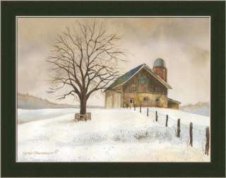 Holiday at the Farm Winter Landscape Barn Print Framed  