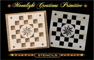 Primitive Vintage Stencil Design ~ Star Checker Board  