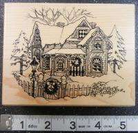 VICTORIAN WINTER HOUSE CHRISTMAS PSX Rubber Stamp #1372  