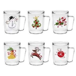 Whimsical Christmas 18 oz Insulated Coffee Mug Set, Clear (6 designs 