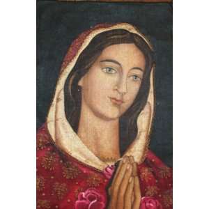  Virgin Mary Prayer Cuzco Oil Painting Peruvian Folk Art 