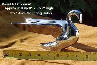 Chrome WINGED SWAN Hood Ornament. Metal. Beautiful  