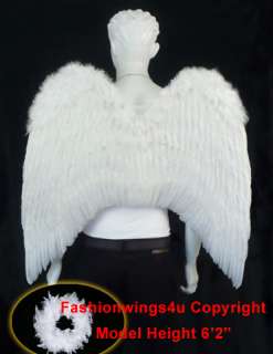 White XL costume feather angel wings for men or women  