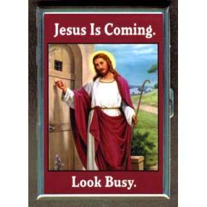  JESUS IS COMING LOOK BUSY, FUN ID Holder, Cigarette Case 