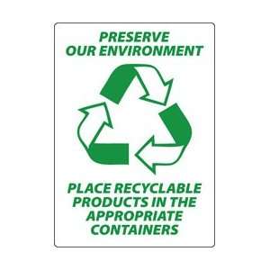   Preserve Our Environment Place Recyclable Products In The Appropria