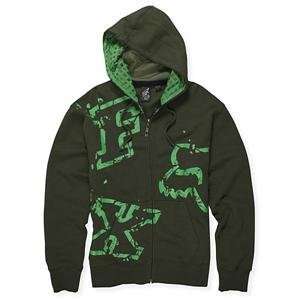  Fox Racing Downfall Zip Up Hoody   Small/Forest Green 