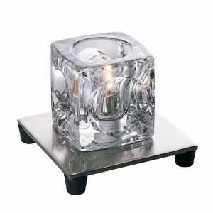  Ice Cube Accent Table Lamp   Polished Steel   Clear Glass 