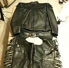 WILLIE G HARLEY LEATHER JACKET AND CHAPS FRINGED WITH FRINGE AND 
