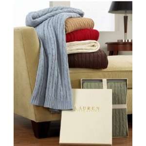   Lauren 50x70 Cable Knit Throw Essex Rosemary Green