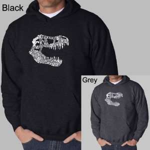 Mens GREY T Rex Hooded Sweatshirt Medium   T Rex skull created out of 
