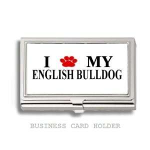 English Bulldog Love My Dog Paw Business Card Holder Case