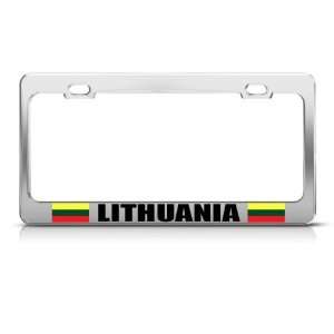 Lithuania Lithuanian Flag Country Metal license plate frame Tag Holder