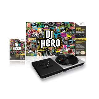  Wii SYSTEM CONSOLE DJ HERO GAME WITH TURNTABLE CONTROLLER BUNDLE 