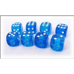 8 pack Guitar Potentiometer Knobs Clear Blue Dice 
