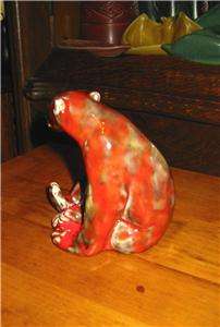 Rookwood #6485 Honey Bear Paperweight   Gloss Red and Gray  