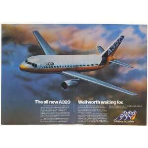  1982 Airbus Industrie A320 Aircraft Double Page Print Ad 