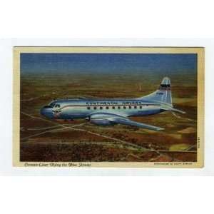  Continental Airlines Convair in Flight Linen Postcard 