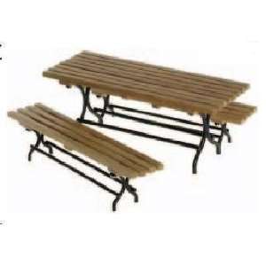  Dollhouse Miniature Outdoor Picnic Table & Benches Toys & Games
