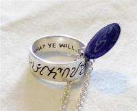Sterling Silver Witches Wiccan Theban Runes Ring with Necklace