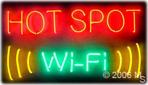HOT SPOT WI FI NEON SIGN 37x20 REAL NEON   FREE SHIP  