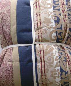 Burgandy Blue Paisley Quilt Full Queen Comforter Set  
