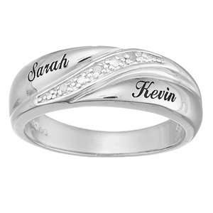   Silver Mens Diamond Accent Name Wedding Band, Size 9 Jewelry