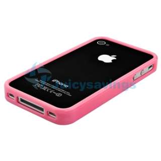 PINK CASE+CAR+HOME CHARGER+PRIVACY FILM for iPhone 4 G  