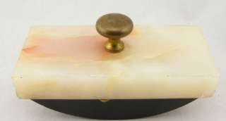 this is a nice old rocker blotter it has a solid white onyx top and 