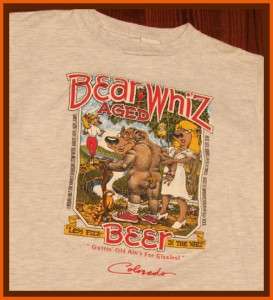 Bear Whiz Aged Beer Logo T Shirt L  
