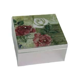  Jewelry Trinket Box with Rose Design and Crystals