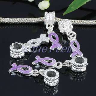 TypeEnamel RIBBON AWARENESS Charm Beads Fit European Style Bracelet