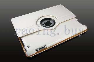   leather Case Smart Cover 360° Rotating Wake/Sleep Stand for iPad 2