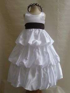 NEW BRIDESMAID WHITE BLACK FLOWER GIRL CHILDREN DRESS  
