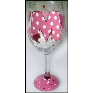  Pink And Red Valentine Hand Painted Wine Glass