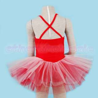 Red Girls Ballet Dance Stage Leotard Sequin Dress 5 6Y  