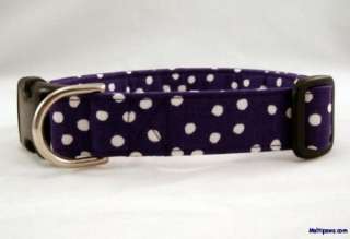 Bright Purple with White Polka Dots Dog Collar  