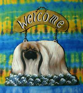 Dog WELCOME Sign Whippet Sheltie Afghan Basenji Fox Terrier Pekingese 