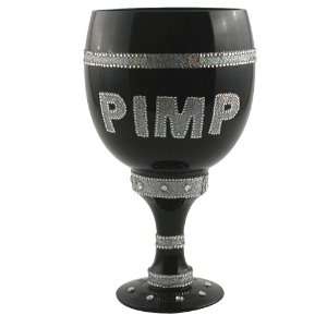    Black Glass w/ Silver PIMP Pimp Cup Stein
