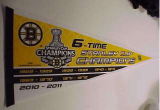 6th BOSTON BRUINS Stanley Cup Champs Pennant TIM THOMAS  