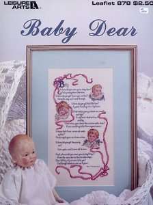 Baby Dear Leisure Arts 878 Cross Stitch Pattern Leaflet  