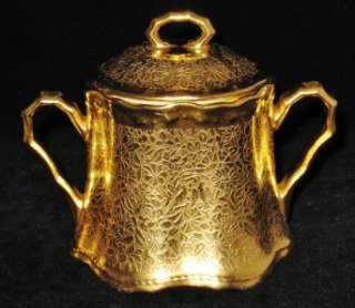 Wheeling Decorating Ranson Gold Creamer & Covered Sugar  