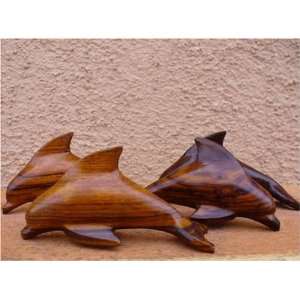    Ironwood Carving of a Dolphin Swimming, Mini