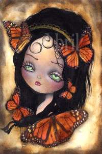 Print Painting FOLK ART LOWBROW FAIRY GOTHIC BUTTERFLY  