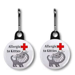  ALLERGIC TO CATS Medical Alert 2 Pack 1 inch Zipper Pull 