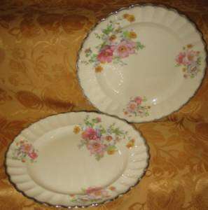 Sebring Purple Rose Ivory Porcelain Cunningham Plates  