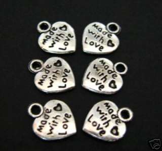 fs50 Made with Love Pewter Charm Loose Beads, 10mm, 6  