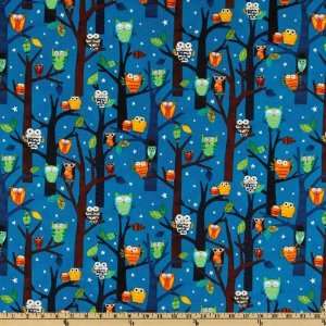   Fun Night Owls Spring Blue Fabric By The Yard Arts, Crafts & Sewing