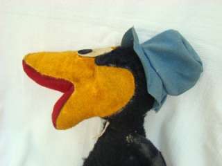   Antique 1950s Mohair Straw Stuffed HECKLE or JECKLE Magpie Toy  