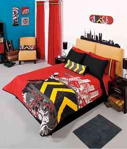 NW Boys City Black Comforter Bedding Sheets Set Full/Queen 9p  